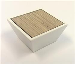 furniture knob MATRIX COMBI, white with pale veneer wood