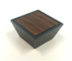 furniture knob MATRIX COMBI, black antracite with dark veneer wood
