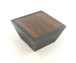furniture knob MATRIX COMBI, oxidized bronze with dark veneer wood