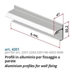 wall profile alu f 1 for rail 2201