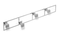 coat rack  with 4 hooks  on een square  plate, eccentric 