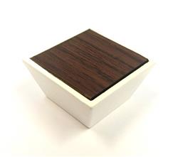 furniture knob MATRIX COMBI, white with dark veneer wood