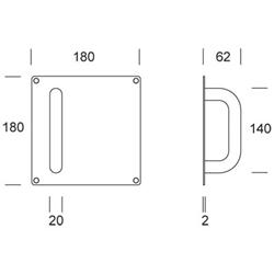 doorhandle vertical fixed on plate