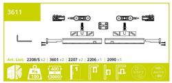 Kit for sliding door against the rail (100 kg)