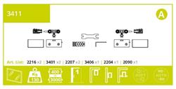 Kit for glass sliding door till130 kg