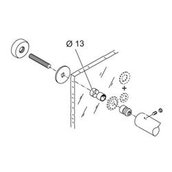 Bevestiging glas enkel, diam. achterrozas 25mm