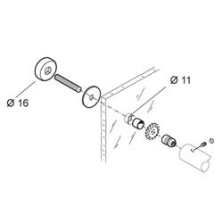 fixation simple passant verre, diam. Rosace arrière 16mm