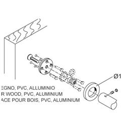 single not passing  on rose fitting for  wood/alu/pvc dia 25mm