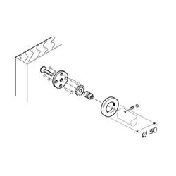 Enkele niet-doorgaande rozetbevestiging voor hout/alu/PVC dia 16mm