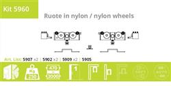 Kit voor een houten deur tot 250 kg/NYLON WIELEN