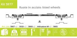 Sliding doorkit for wooden door till 250 kg with double softclose/Steel wheels