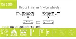 Kit voor een glazen deur tot 250 kg/NYLON WIELEN