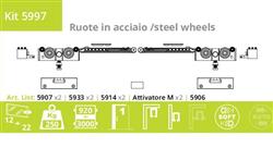 Sliding doorkit for glass door till 250 kg with double softclose/steel wheels