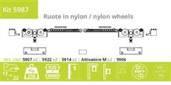 Kit voor een glazen deur tot 250 kg met dubbele softclose/NYLON WIELEN