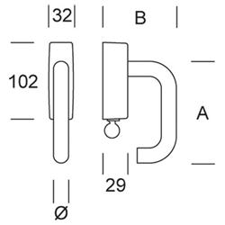 u window handle dk with cylinder 16 mm