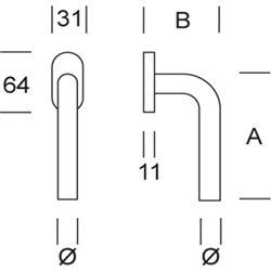 l window handle dk ss16 mm