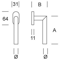 l weldede window handle dk 16 mm