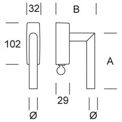 l weldede window handle dk+cylinder 16 mm