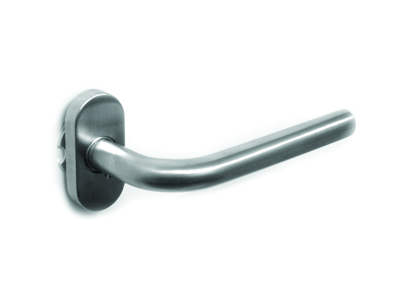 Product - poignée de porte forme L sur rosace ovale